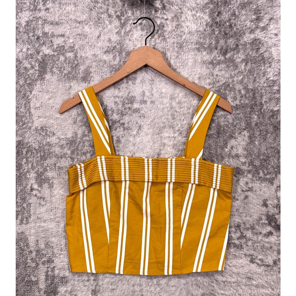 Sancia Top Small Womens Yellow Striped Square Neck Crop Tank
